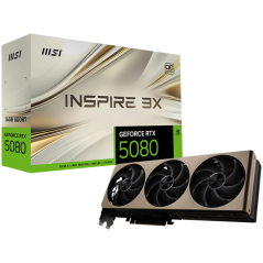 MSI Video Card Nvidia GeForce RTX 5080 16G INSPIRE 3X OC, 16GB GDDR7, 256bit, Effective Memory Clock: 30000MHz, Boost: 2640 MHz,