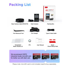 VIOFO Видеорегистратор Dash Cam A229 Pro 2 Channel - 4K, HDR, Dual Sony STARVIS 2, GPS, Bluetooth