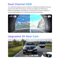 VIOFO Видеорегистратор Dash Cam A229 Pro 2 Channel - 4K, HDR, Dual Sony STARVIS 2, GPS, Bluetooth