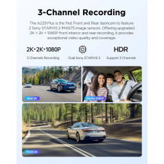 VIOFO Видеорегистратор Dash Cam A229 Plus 3 Channel - 2K, HDR, Sony STARVIS 2, GPS