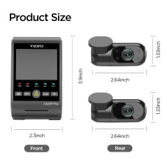 VIOFO Видеорегистратор Dash Cam A229 Pro 3 Channel - 4K, HDR, Dual Sony STARVIS 2, GPS, Bluetooth