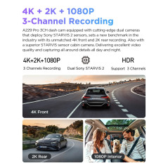 VIOFO Видеорегистратор Dash Cam A229 Pro 3 Channel - 4K, HDR, Dual Sony STARVIS 2, GPS, Bluetooth