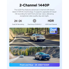 VIOFO Видеорегистратор Dash Cam A229 Plus 2 Channel - 2K, HDR, Sony STARVIS 2, GPS