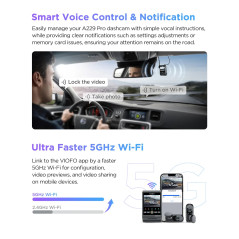 VIOFO Видеорегистратор Dash Cam A229 Pro 3 Channel - 4K, HDR, Dual Sony STARVIS 2, GPS, Bluetooth