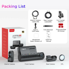 VIOFO Видеорегистратор Dash Cam A139 PRO 3 Channel - 4K UHD, Sony STARVIS 2, GPS