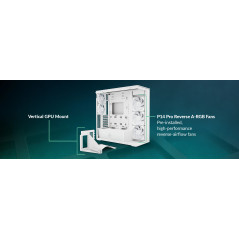 Arctic кутия Case E-ATX - Xtender VG (White) - PCIe Gen 4 riser included, 5 A-RGB Fans included