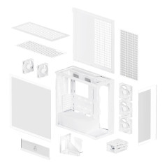 Arctic кутия Case E-ATX - Xtender VG (White) - PCIe Gen 4 riser included, 5 A-RGB Fans included