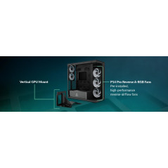 Arctic кутия Case E-ATX - Xtender VG (Mirror Black) - PCIe Gen 4 riser included, 5 A-RGB Fans included