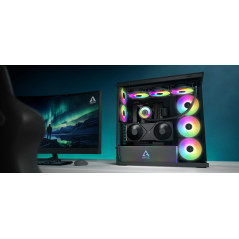 Arctic кутия Case E-ATX - Xtender VG (Black) - PCIe Gen 4 riser included, 5 A-RGB Fans included