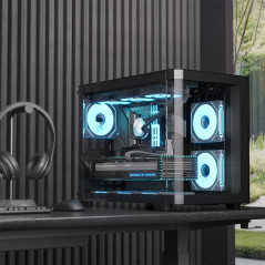 AeroCool кутия Case mATX - P300C-G-BK-v1 - 3 x 120 mm Infinity Mirror A-RGB