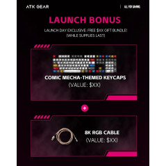 ATK професионална геймърска механична клавиатура Professional Gaming Mechanical Keyboard RS6 Ultra - 8K, TTC RGB Magneto [Linear