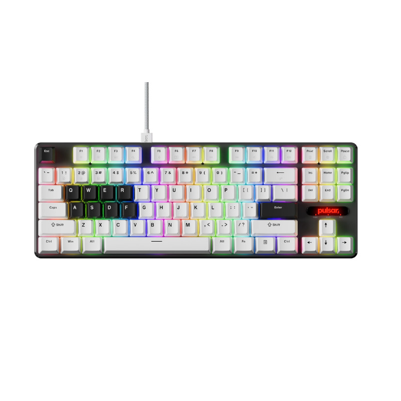 Pulsar професионална геймърска механична клавиатура Professional Gaming Mechanical Keyboard PCMK 2 HE TKL ANSI White - 8K, Gater