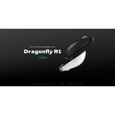 VXE професионална геймърска мишка Wireless Gaming Mouse Dragonfly R1 SE+ - Huano Blue Glow V2, White