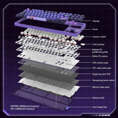 VGN безжична геймърска механична клавиатура Wireless Gaming Mechanical Keyboard - V87 Caribbean Blue - Power Silver Switches [Li