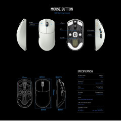 Lamzu професионална геймърска мишка MAYA X 8K - Wireless Gaming Mouse - Light Pink