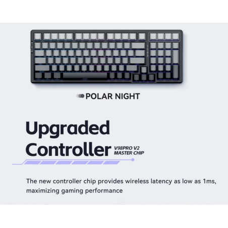 VGN безжична геймърска механична клавиатура Wireless Gaming Mechanical Keyboard - V98 PRO V2 Limited Black Glow - Kailh Arctic S