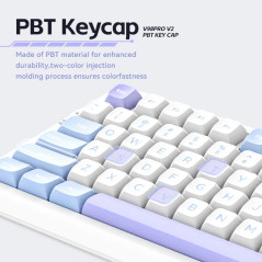 VGN безжична геймърска механична клавиатура Wireless Gaming Mechanical Keyboard - V98 PRO V2 Black Currant - Kailh Vaporwave Swi