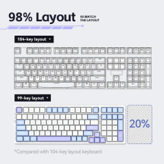 VGN безжична геймърска механична клавиатура Wireless Gaming Mechanical Keyboard - V98 PRO V2 Black Currant - Kailh Vaporwave Swi