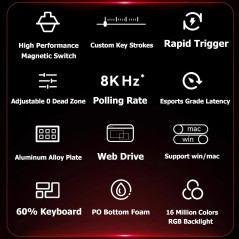Madlions професионална геймърска механична клавиатура Professional Gaming Mechanical Keyboard MAD 68 HE Flagship - 8K, Magnetic 