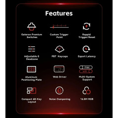Madlions професионална геймърска механична клавиатура Professional Gaming Mechanical Keyboard FIRE 68 ULTRA - 8K, Gateron Magnet