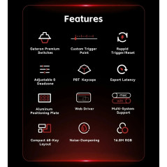 Madlions професионална геймърска механична клавиатура Professional Gaming Mechanical Keyboard FIRE 68 PRO - 8K, Gateron Magnetic