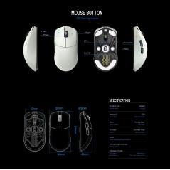 Lamzu професионална геймърска мишка MAYA X 8K - Wireless Gaming Mouse - Purple Shadow