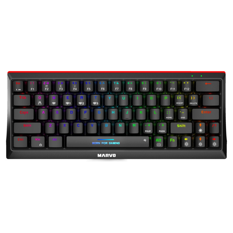Marvo безжична механична геймърска клавиатура Wireless Gaming Mechanical keyboard Hecate 61WR Black - KG962W-R - Bluetooth 5.0, 