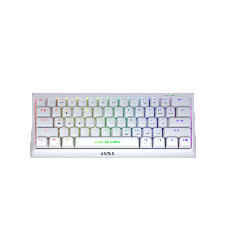 Marvo геймърска клавиатура Gaming Mechanical keyboard 61 keys TKL Hecate 61R WH - KG962G White - RED switches, RGB Marvo геймърска клавиатура Gaming Mechanical keyboard 61 keys TKL Hecate 61R WH - KG962G White - RED switches, RGB