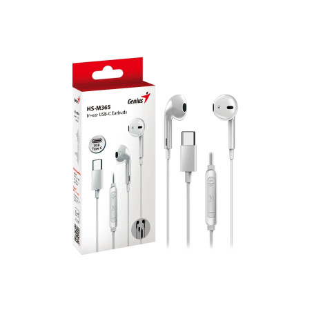 Genius слушалки тапи In-ear Earbuds HS-M365 - USB-C, White