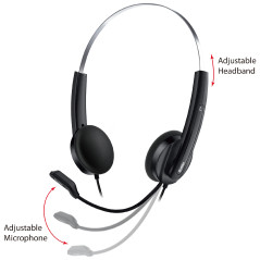 Genius слушалки с микрофон Headset HS-220U - AI, USB-C, Mic, Black