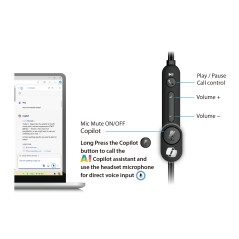 Genius слушалки с микрофон Headset HS-220U - AI, USB-C, Mic, Black