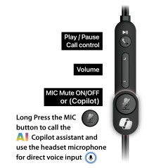 Genius слушалки с микрофон Headset HS-220U - AI, USB-C, Mic, Black