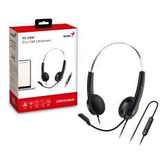 Genius слушалки с микрофон Headset HS-220U - AI, USB-C, Mic, Black