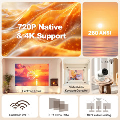 MagCubic преносим мултимедиен проектор Portable Multimedia Projector HY300 Ultra - 4K, Android 11, Wi-Fi 6, Bluetooth 5.4