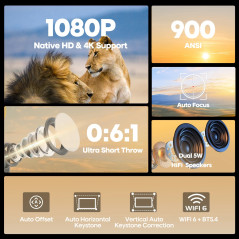 MagCubic преносим мултимедиен проектор Portable Multimedia Projector HY450C - 8K, Android 11, Wi-Fi 6, Bluetooth 5.4