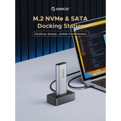 Orico външна кутия за диск/докинг станция Storage - Case/Docking Station - M.2 NVMe/NGFF - IT18C3-GY
