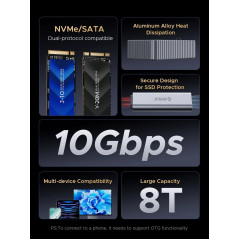 Orico външна кутия за диск/докинг станция Storage - Case/Docking Station - M.2 NVMe/NGFF - IT18C3-GY