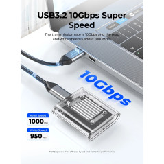 Orico външна кутия за диск Storage - Case - M.2 2230 NVMe - TC20-M2-10G-GY-BP - 10Gbps, Gray