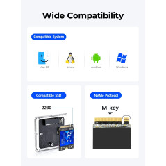Orico външна кутия за диск Storage - Case - M.2 2230 NVMe - TC20-M2-10G-GY-BP - 10Gbps, Gray