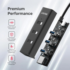 Unitek хъб HUB USB-C 4 port - 4 x USB3.0 Black - Y-3089Z01