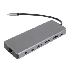 VCom докинг станция Docking Station USB-C 13-in-1 - CU4706 - HDMI x 2, DP, USB3.0 x 3, USB-C, USB2.0, RJ45, SD/TF, PD100W, Audio