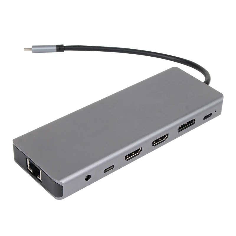 VCom докинг станция Docking Station USB-C 13-in-1 - CU4706 - HDMI x 2, DP, USB3.0 x 3, USB-C, USB2.0, RJ45, SD/TF, PD100W, Audio