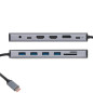 VCom докинг станция Docking Station USB-C 13-in-1 - CU4706 - HDMI x 2, DP, USB3.0 x 3, USB-C, USB2.0, RJ45, SD/TF, PD100W, Audio