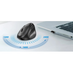 Genius вертикална безжична мишка Vertical Mouse wireless Ergo 8350S - Silent, AI, Bluetooth, 2.4G, Dark Grey