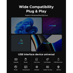 Orico хъб HUB USB-C/A 4 port - USB3.0 x 1, SD/TF x 2, USB2.0 x 2, USB-C x 2, Aluminium - YSA6-U3-GY