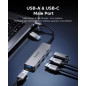 Orico хъб HUB USB-C/USB-A 4 port - USB3.0 x 1, USB2.0 x 3, Aluminium - YSA5-U3-GY Orico хъб HUB USB-C/USB-A 4 port - USB3.0 x 1, USB2.0 x 3, Aluminium - YSA5-U3-GY