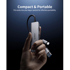 Orico хъб HUB USB-C/USB-A 4 port - USB3.0 x 1, USB2.0 x 3, Aluminium - YSA5-U3-GY
