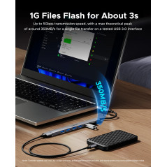 Orico хъб HUB USB-C 5 port - USB3.0 x 1, USB2.0 x 2, USB-C x 2, Aluminium - YSB4-U2-GY