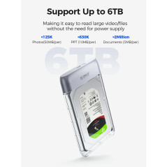 Orico външна кутия за диск Storage - Case - 2.5 inch 5Gbps USB-C Transparent - TX25C3-GY-BP