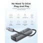 Orico хъб HUB USB3.0 4 port, Aluminium, Grey - PDD4U-U3-015-GY Orico хъб HUB USB3.0 4 port, Aluminium, Grey - PDD4U-U3-015-GY